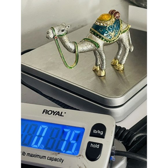 Crystal Bejeweled Camel Heavy Latching Trinket Box Silver Gold Emerald Colored - Picture 15 of 16